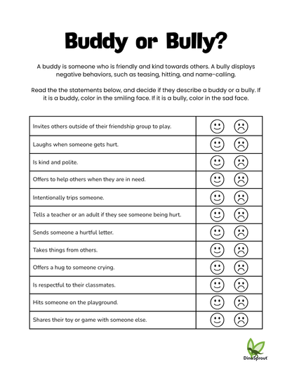 Buddy or Bully Worksheet