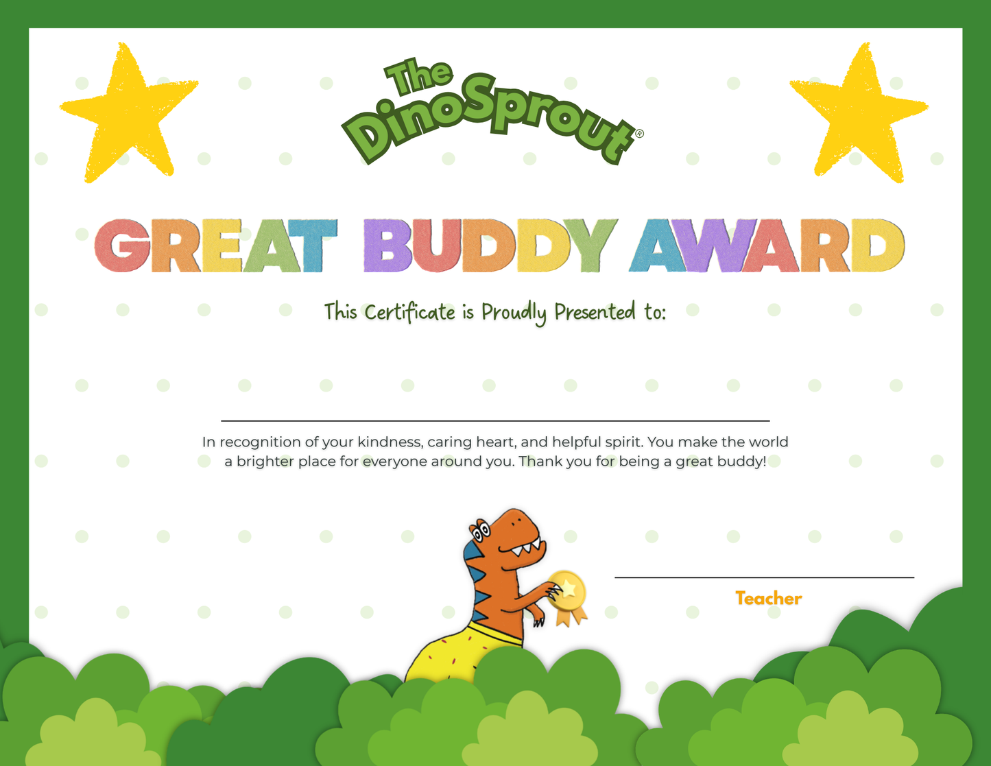 Great Buddy Award Certificates